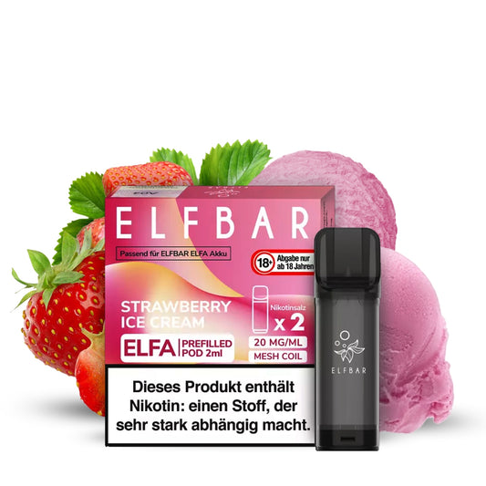 Elfbar ELFA Prefilled POD (2stk) - Strawberry Ice Cream 20mg